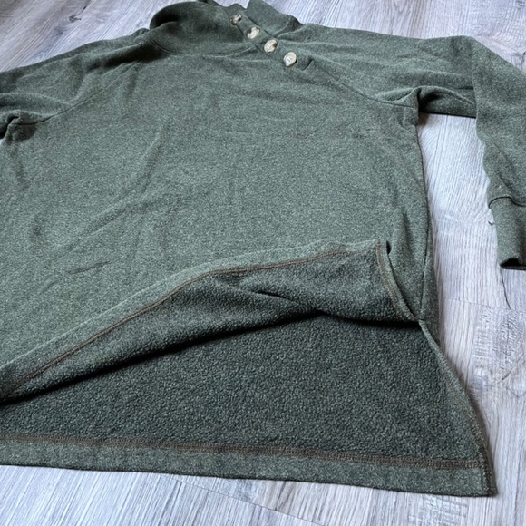 J. Crew Wide Button-Collar Tunic Sweatshirt in Cloudspun Fleece Moss Olive Green - Picture 7 of 10